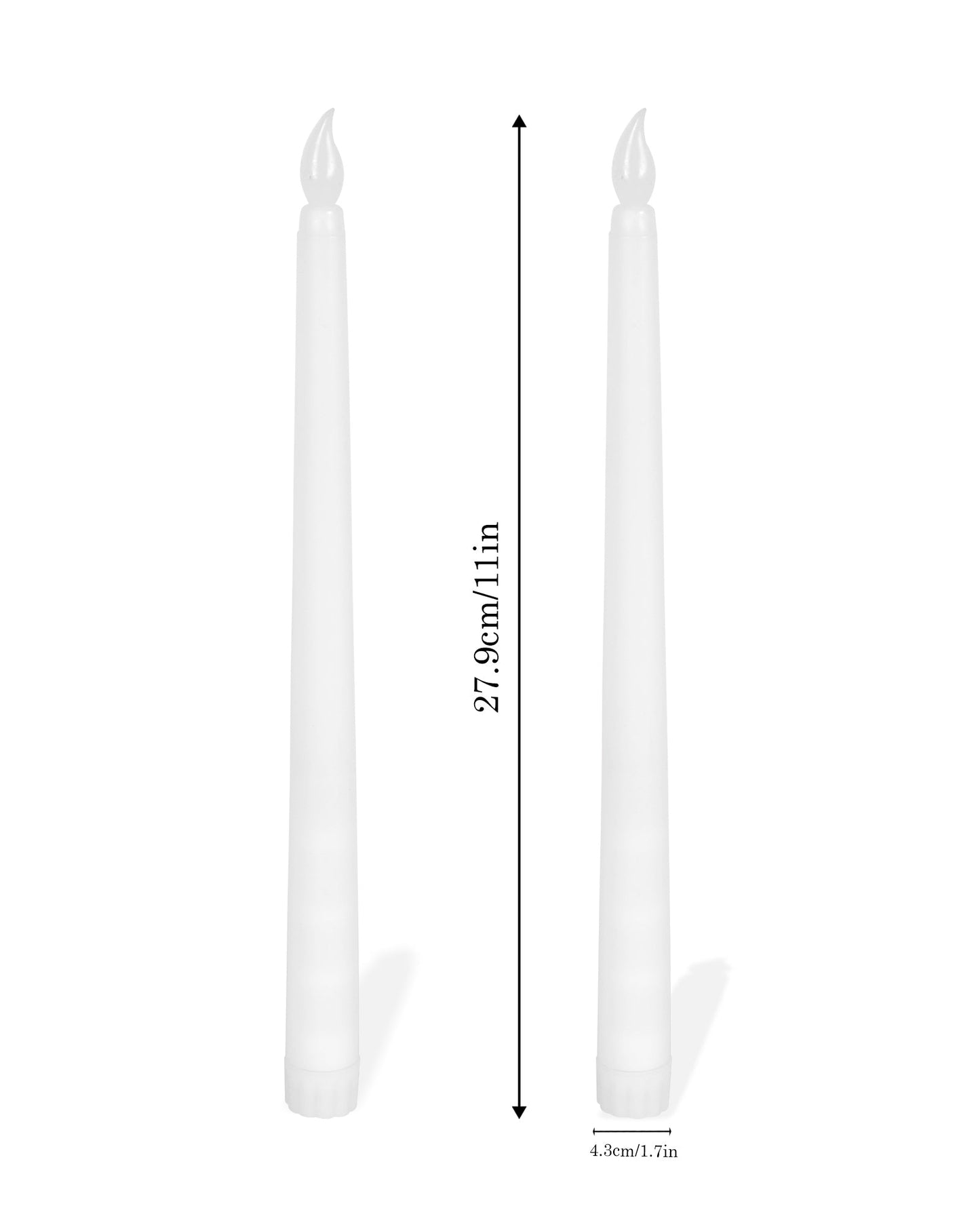Flameless Taper Candles - 11" Flickering LED Candlesticks, Electric Candles for Home Diwali Wedding Parties Holiday Decor, White, set of 2 & 6