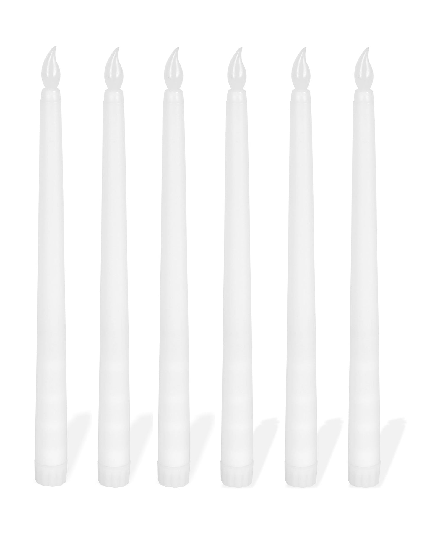 Flameless Taper Candles - 11" Flickering LED Candlesticks, Electric Candles for Home Diwali Wedding Parties Holiday Decor, White, set of 2 & 6