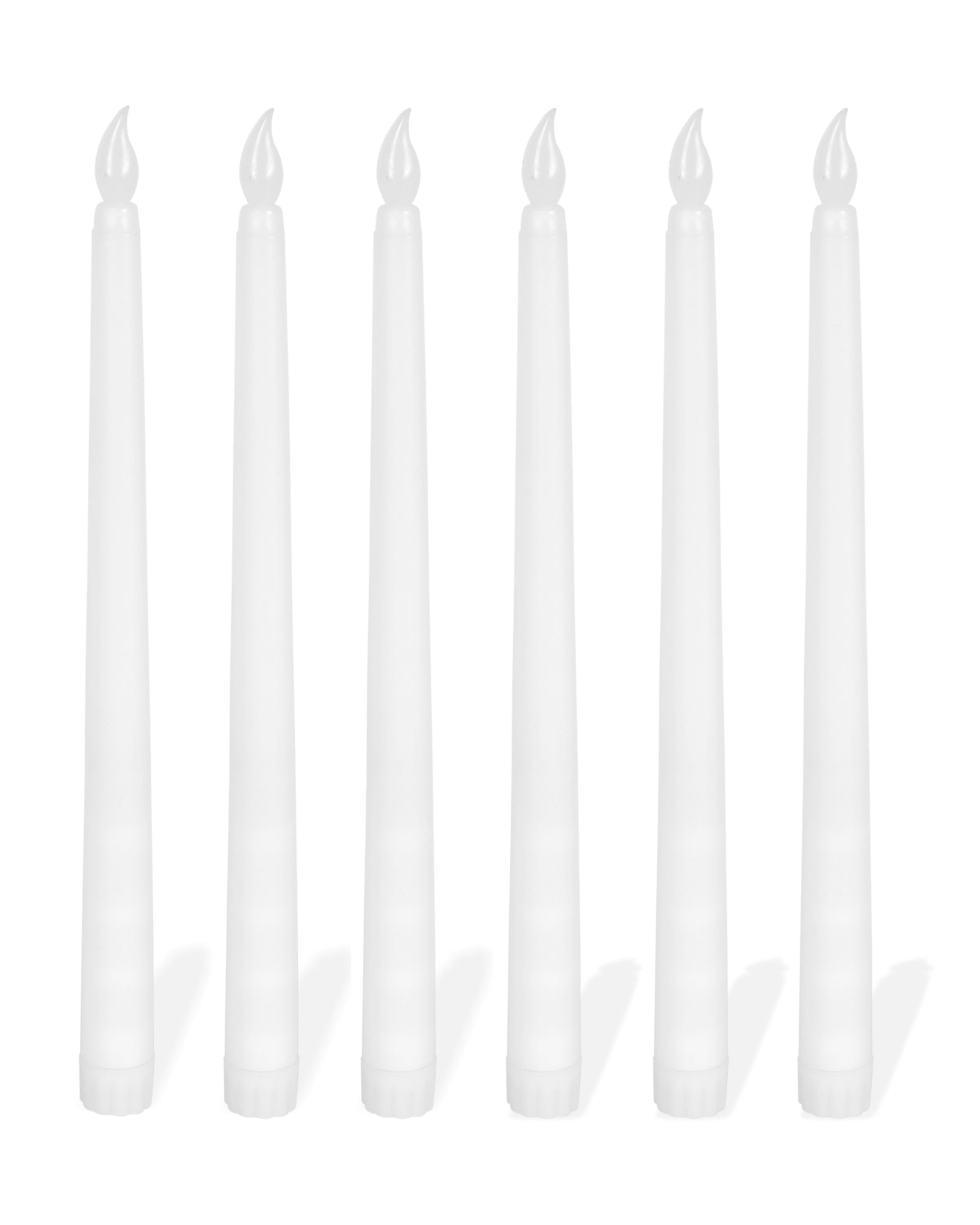 Flameless Taper Candles - 11" Flickering LED Candlesticks, Electric Candles for Home Diwali Wedding Parties Holiday Decor, White, set of 2 & 6