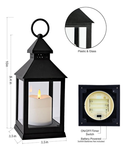 1 Pc Flameless and Smokeless Acrylic Antique LED Hurricane Lamp Wall Hanging for Home, Living Room Corner, Bedroom, Wall Decor, Diwali Decorations, Classic, Black