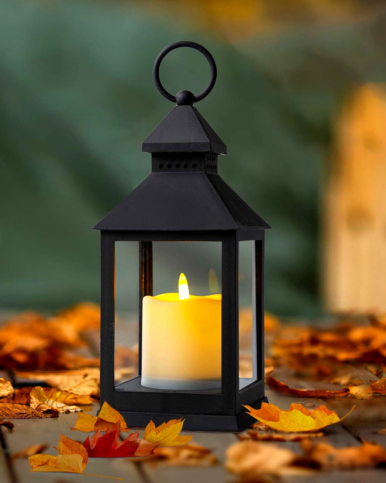 1 Pc Flameless and Smokeless Acrylic Antique LED Hurricane Lamp Wall Hanging for Home, Living Room Corner, Bedroom, Wall Decor, Diwali Decorations, Classic, Black