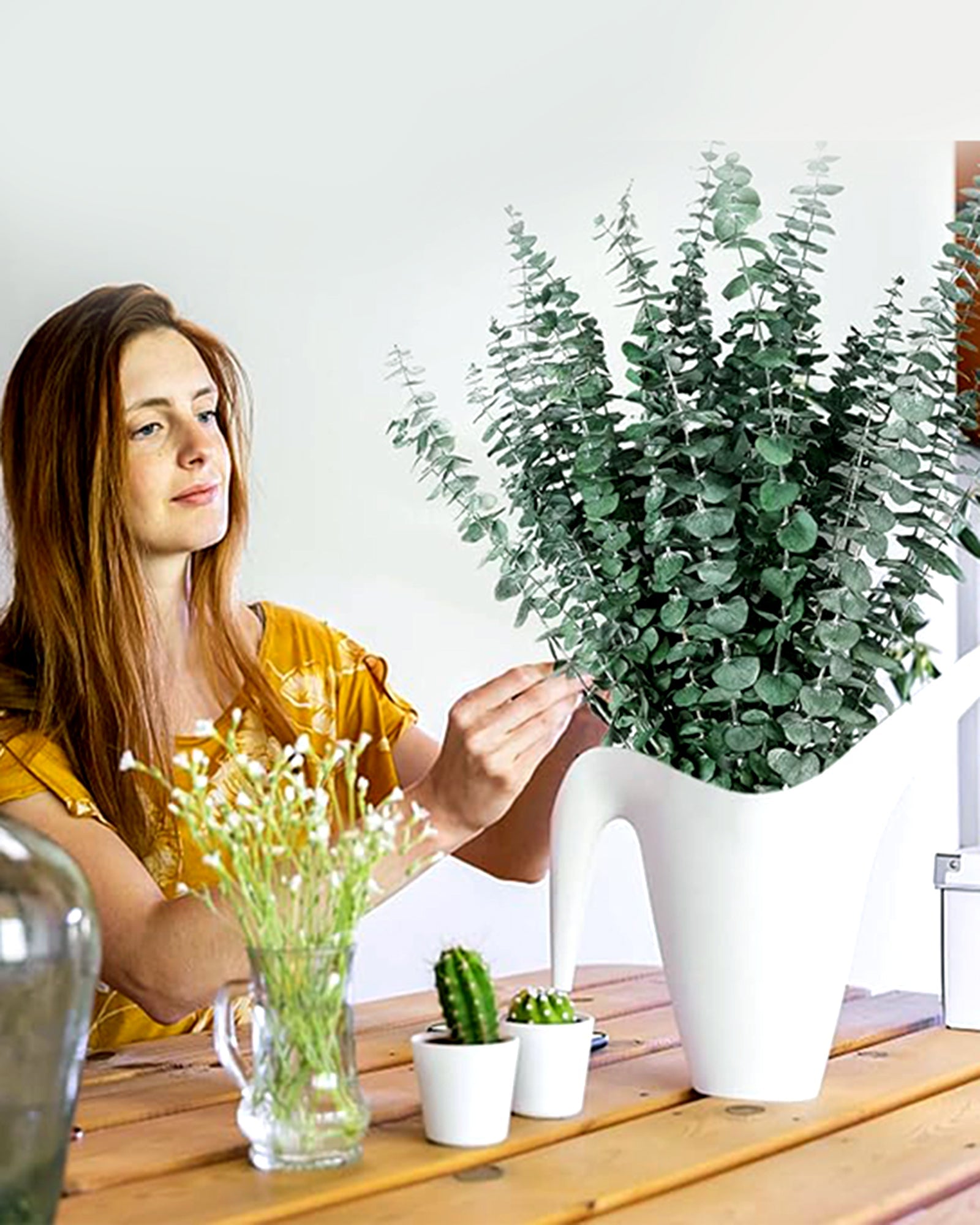 6 Pcs Preserved Dried Eucalyptus Stems, 17" Natural Branches for Shower Hanging, Real Dried Flowers for Vase Filler, Made from Fresh Eucalyptus Leaves, Garland, Wedding, DIY