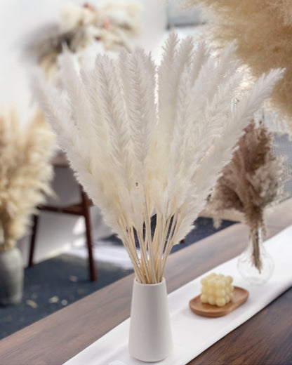 "10 Stems 46"" inch White Pampas Grass Decor Tall, Large Pompas Grass, Boho Neutral Home Decor Bouquet, Fluffy Pampass Grass for Floor Vase Wedding Floral, WhiteArrangements Wall Farmhouse Table Decor, White "