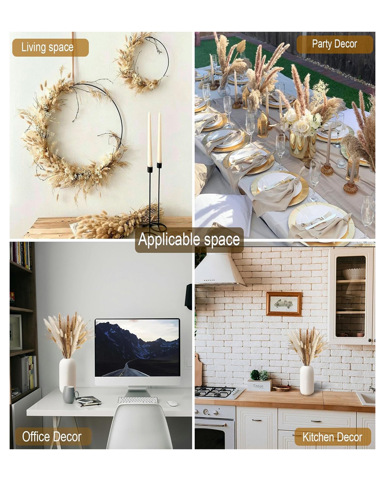Mixed Dried Pampas Natural Grass Decor DIY Boho Natural Dried Flowers Eucalyptus Decor Dry Dried Plants Bouquet for Vase Home Floral Arrangements Decorations for Home Wedding 50, 70 & 100, Pcs