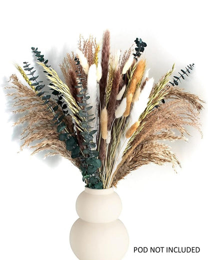 Mixed Dried Pampas Natural Grass Decor DIY Boho Natural Dried Flowers Eucalyptus Decor Dry Dried Plants Bouquet for Vase Home Floral Arrangements Decorations for Home Wedding 50, 70 & 100, Pcs