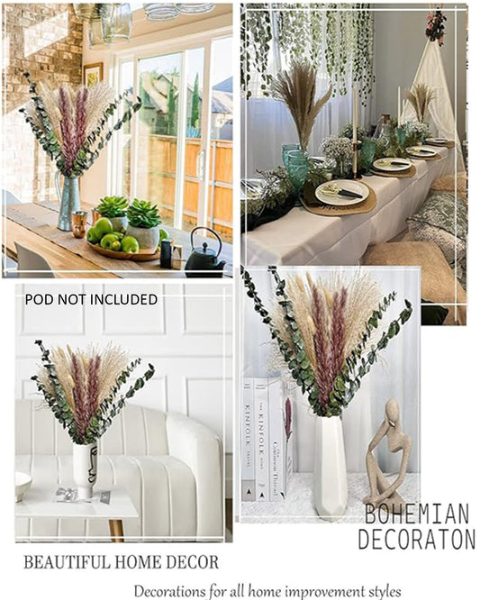 Mixed Dried Pampas Natural Grass Decor DIY Boho Natural Dried Flowers Eucalyptus Decor Dry Dried Plants Bouquet for Vase Home Floral Arrangements Decorations for Home Wedding 50, 70 & 100, Pcs