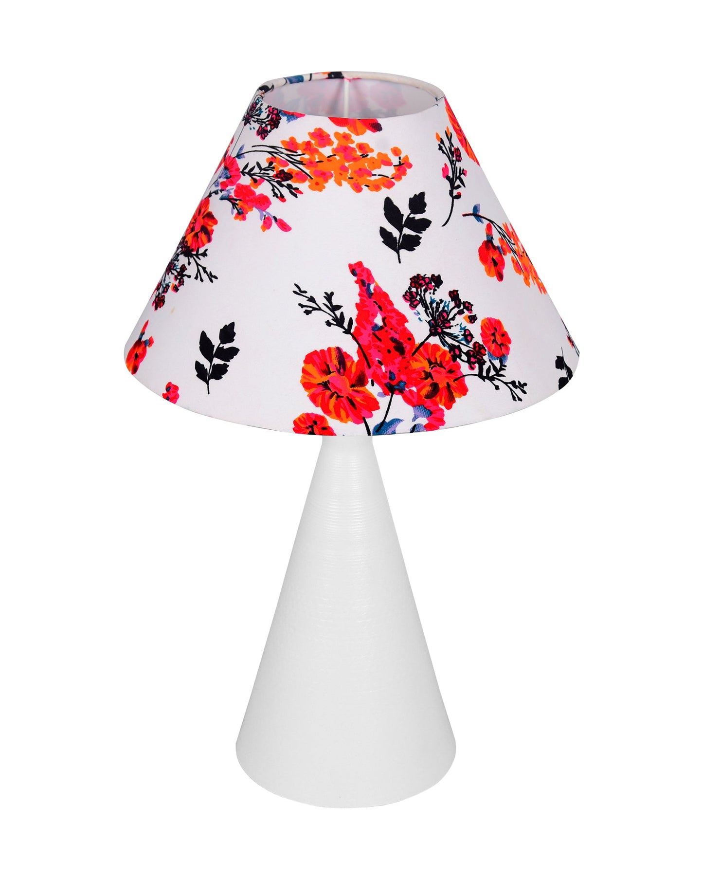 Bedside Table Lamp, Matt Black Metal Modern Lamp with Fabric Shade, Simple Side Lamp for Living Room,Bedroom,Home,Office Working, White Cone, Turquoise Shade