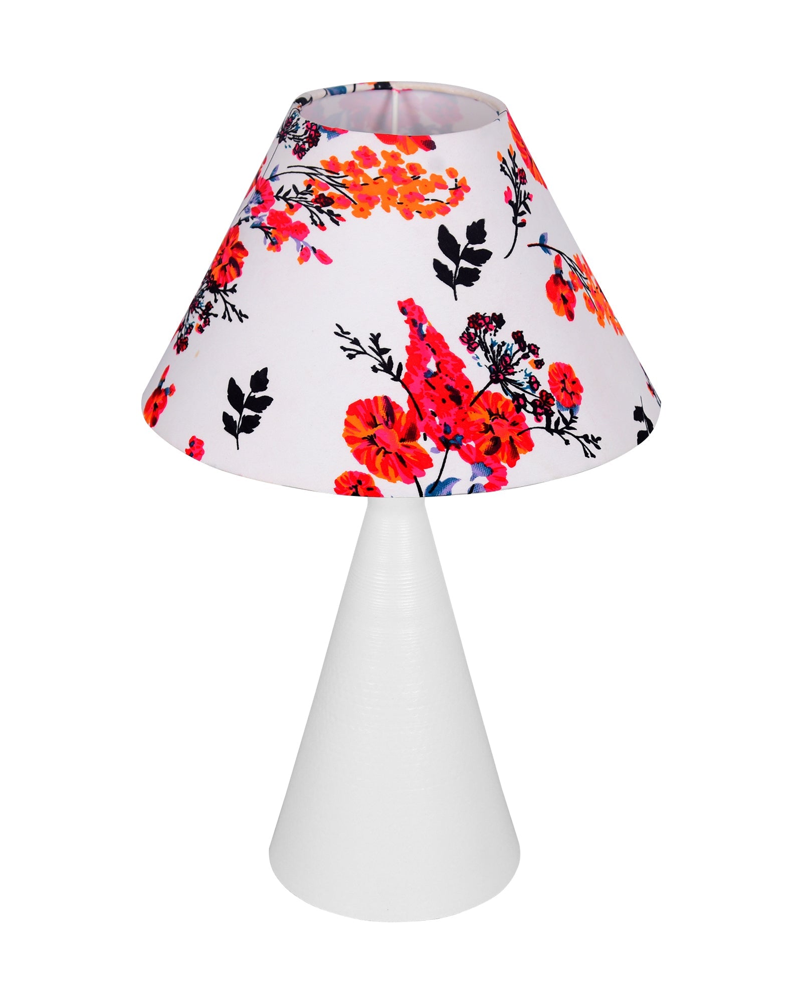 Bedside Table Lamp, Matt Black Metal Modern Lamp with Fabric Shade, Simple Side Lamp for Living Room,Bedroom,Home,Office Working, White Cone, Turquoise Shade