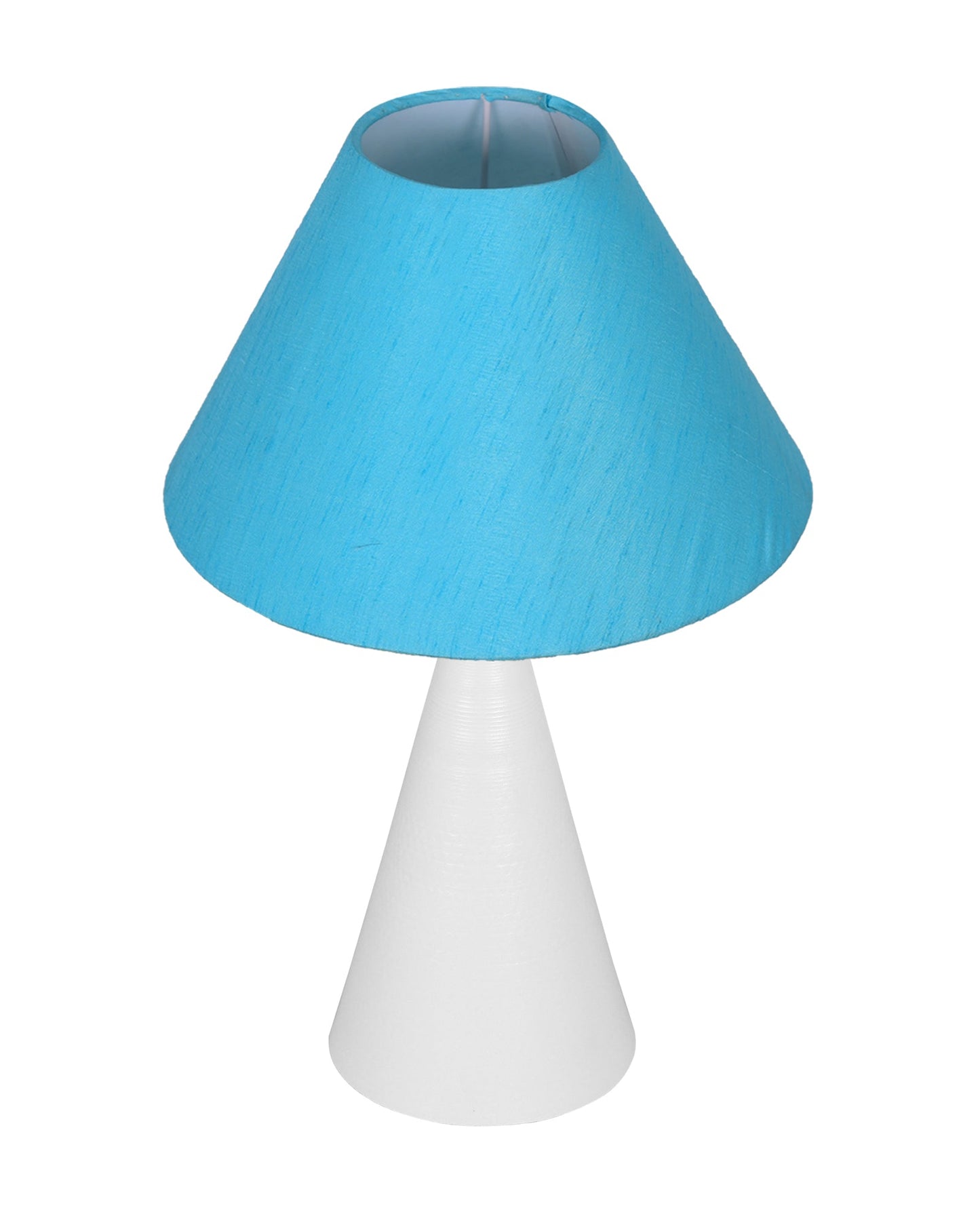 Bedside Table Lamp, Matt Black Metal Modern Lamp with Fabric Shade, Simple Side Lamp for Living Room,Bedroom,Home,Office Working, White Cone, Turquoise Shade