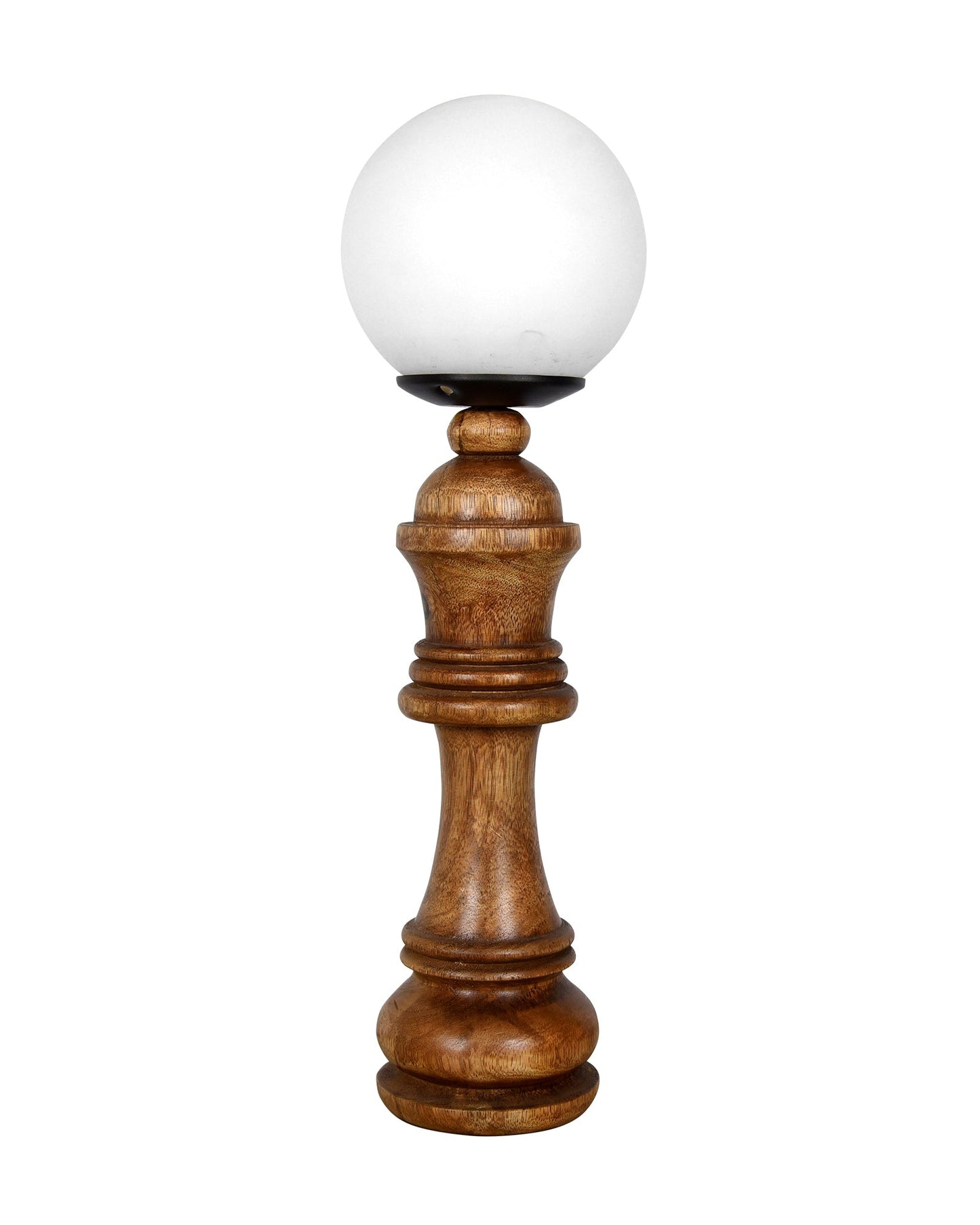 Chess Decorative Bedside Table Desk Lamp White Frost Shade for Décor, Accent Light, Gameroom, Kids', Living Room, Bedroom, Handmade Wooden, Pawn Horse Bishop Rook Queen  King