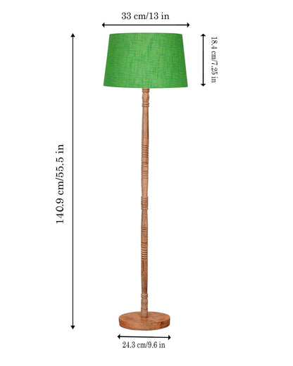 Mid Century Modern Floor Lamp,Hand turned Floor Lamp Wood for Living Room,Stand Lamp with Fabric Lampshade for Bedroom, Study Room and Office, Jute