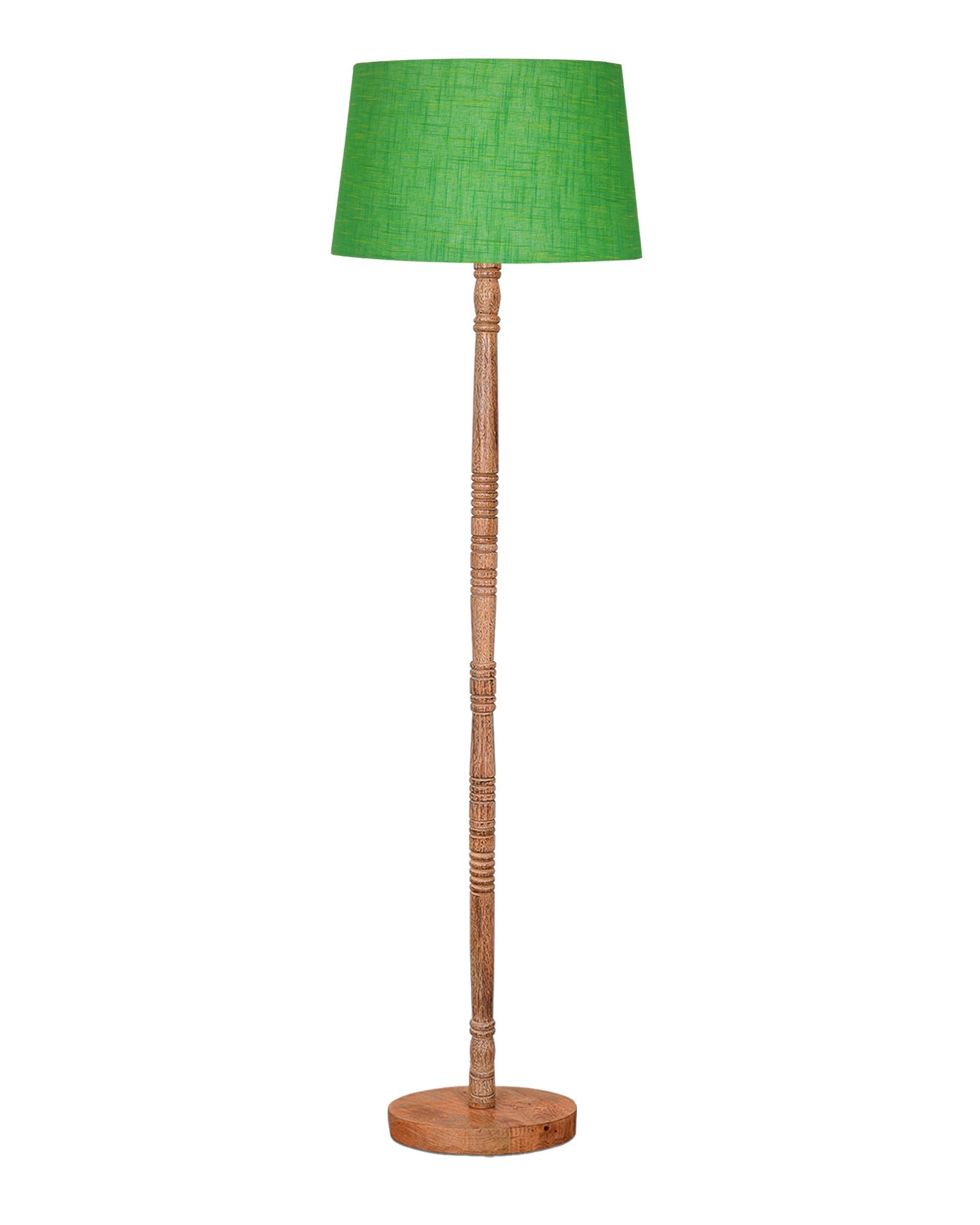 Mid Century Modern Floor Lamp,Hand turned Floor Lamp Wood for Living Room,Stand Lamp with Fabric Lampshade for Bedroom, Study Room and Office, Jute