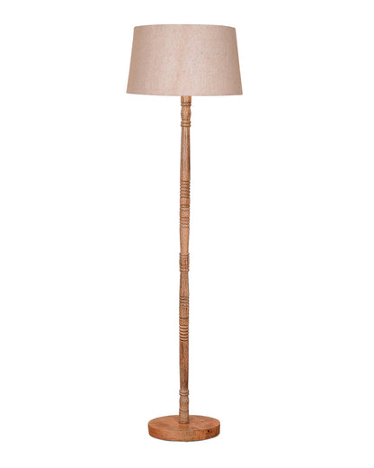 Mid Century Modern Floor Lamp,Hand turned Floor Lamp Wood for Living Room,Stand Lamp with Fabric Lampshade for Bedroom, Study Room and Office, Jute