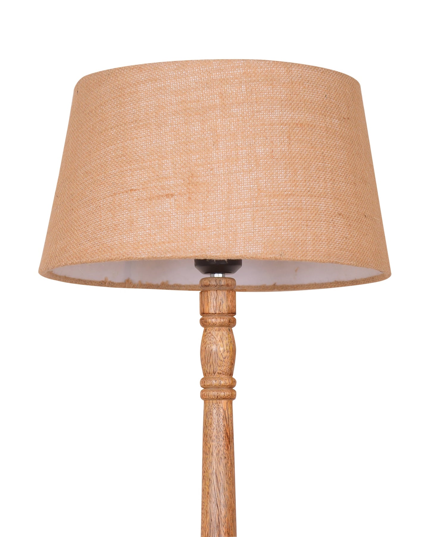 Mid Century Modern Floor Lamp,Hand turned Floor Lamp Wood for Living Room,Stand Lamp with Fabric Lampshade for Bedroom, Study Room and Office, Jute