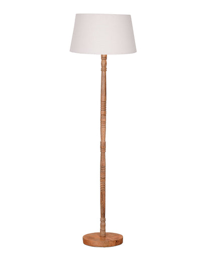 Mid Century Modern Floor Lamp,Hand turned Floor Lamp Wood for Living Room,Stand Lamp with Fabric Lampshade for Bedroom, Study Room and Office, Jute