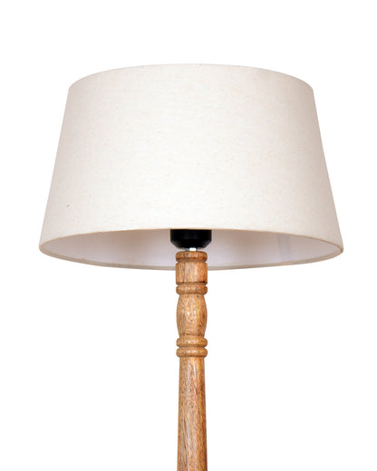 Mid Century Modern Floor Lamp,Hand turned Floor Lamp Wood for Living Room,Stand Lamp with Fabric Lampshade for Bedroom, Study Room and Office, Jute