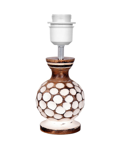 Small Cute Bedside Lamp with Linen Beige Lampshade, Nightstand Lamp for Nursery, Bedroom, Kid Room, Living Room, Light Brown Wooden Base, E27, Carved Ball, Pleated Jute