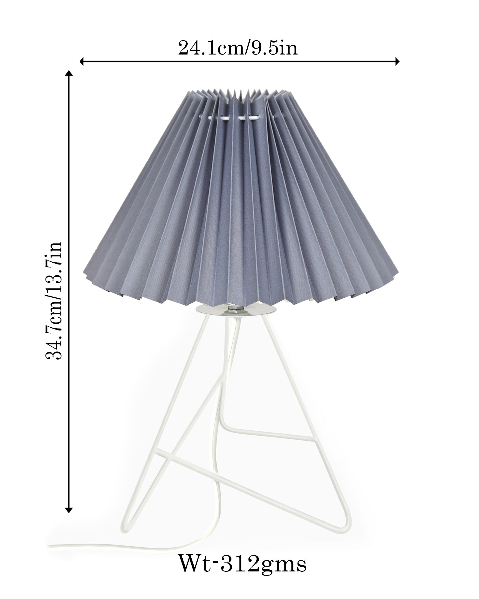 Retro Down to the Wire Metal Table Lamp with Fabric Shade, Bedside Lamp Gift Housewarming Home Living Room, Pleated shade