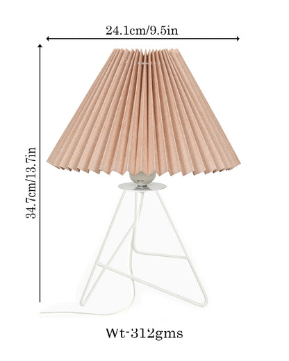 Retro Down to the Wire Metal Table Lamp with Fabric Shade, Bedside Lamp Gift Housewarming Home Living Room, Pleated shade