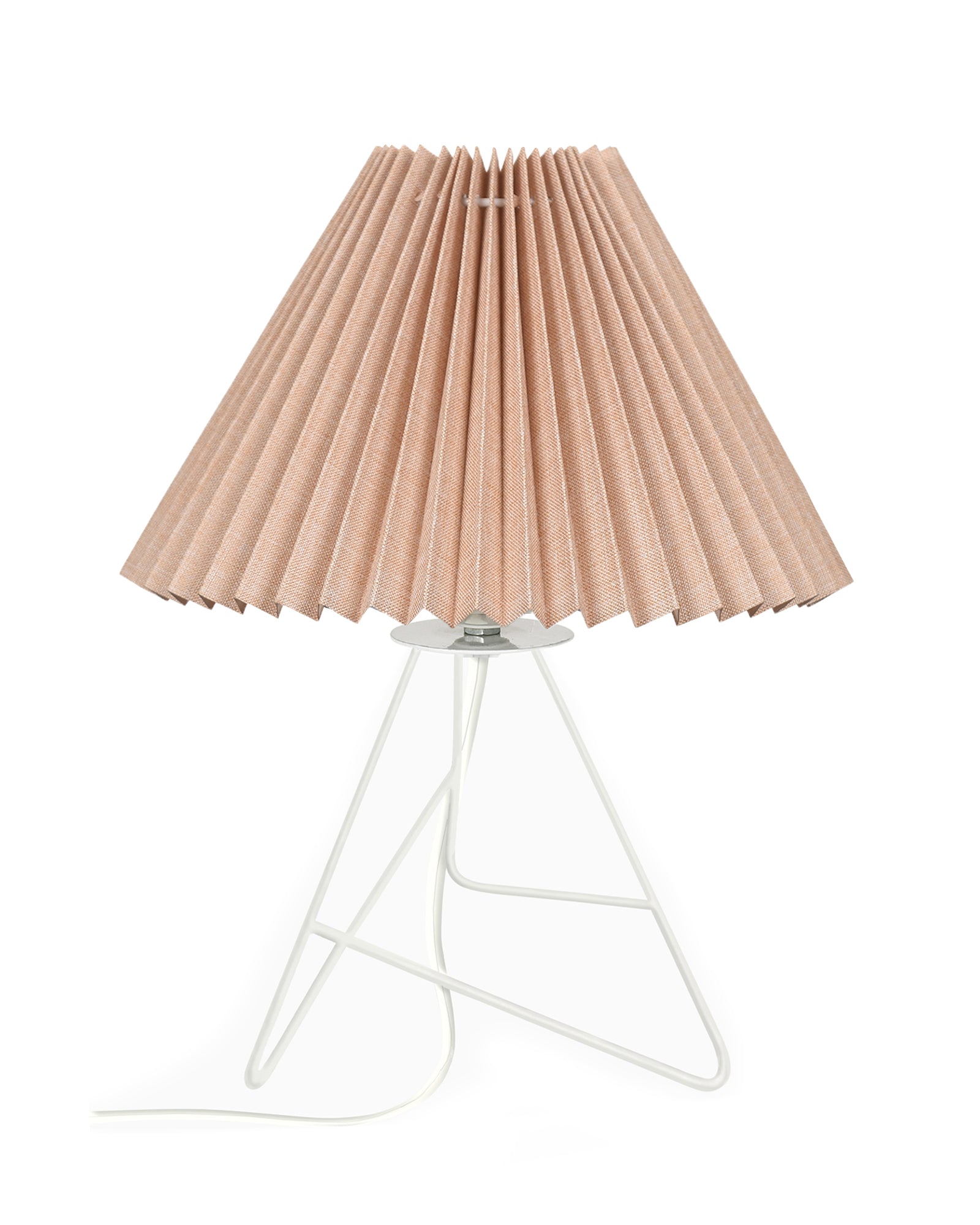 Retro Down to the Wire Metal Table Lamp with Fabric Shade, Bedside Lamp Gift Housewarming Home Living Room, Pleated shade
