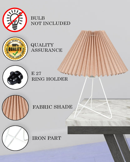 Retro Down to the Wire Metal Table Lamp with Fabric Shade, Bedside Lamp Gift Housewarming Home Living Room, Pleated shade