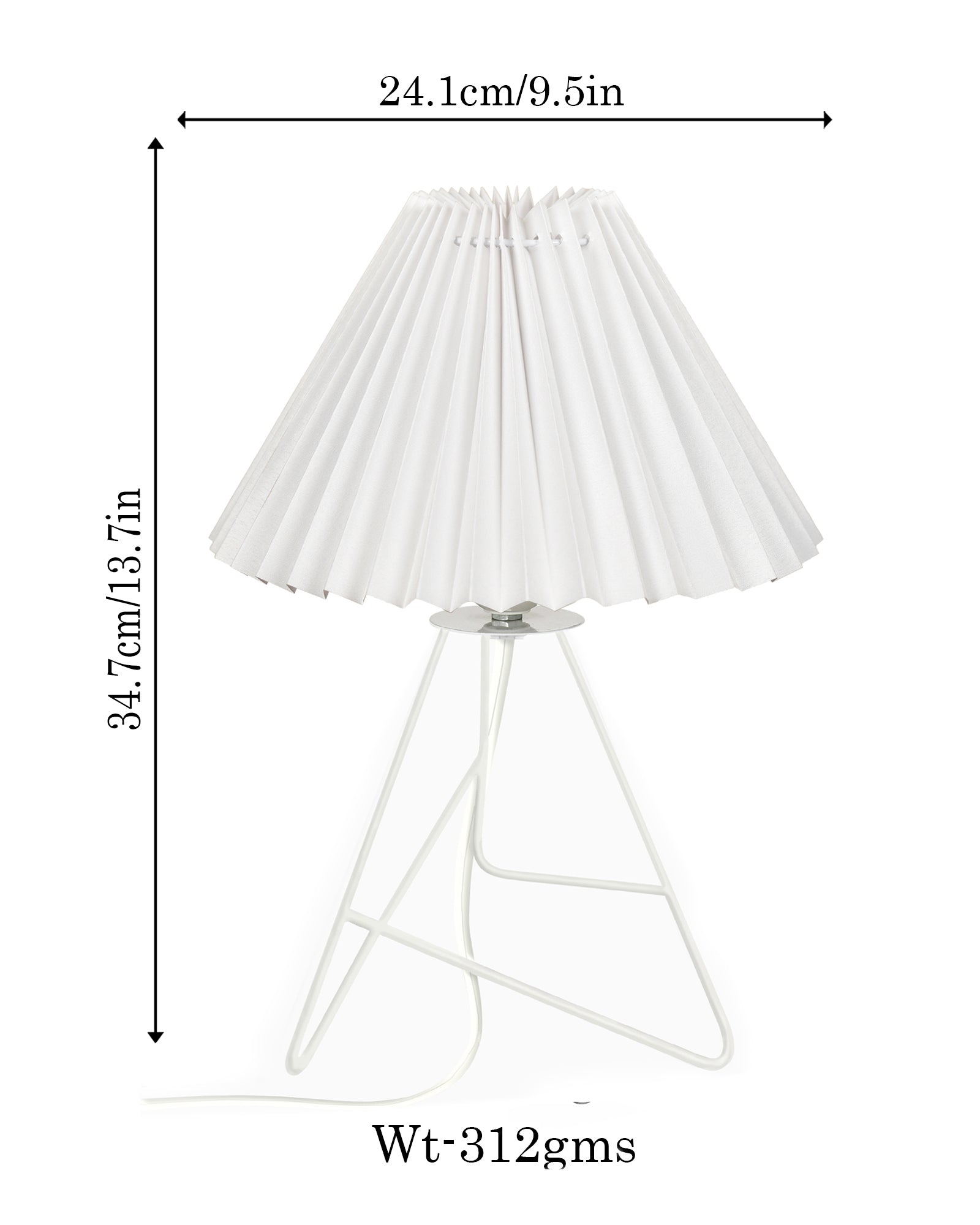Retro Down to the Wire Metal Table Lamp with Fabric Shade, Bedside Lamp Gift Housewarming Home Living Room, Pleated shade