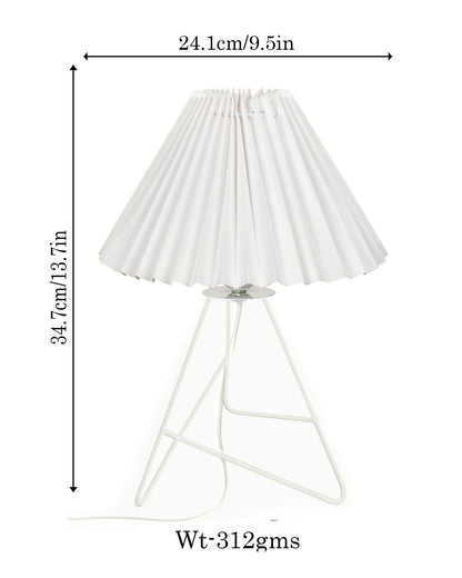 Retro Down to the Wire Metal Table Lamp with Fabric Shade, Bedside Lamp Gift Housewarming Home Living Room, Pleated shade