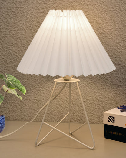 Retro Down to the Wire Metal Table Lamp with Fabric Shade, Bedside Lamp Gift Housewarming Home Living Room, Pleated shade