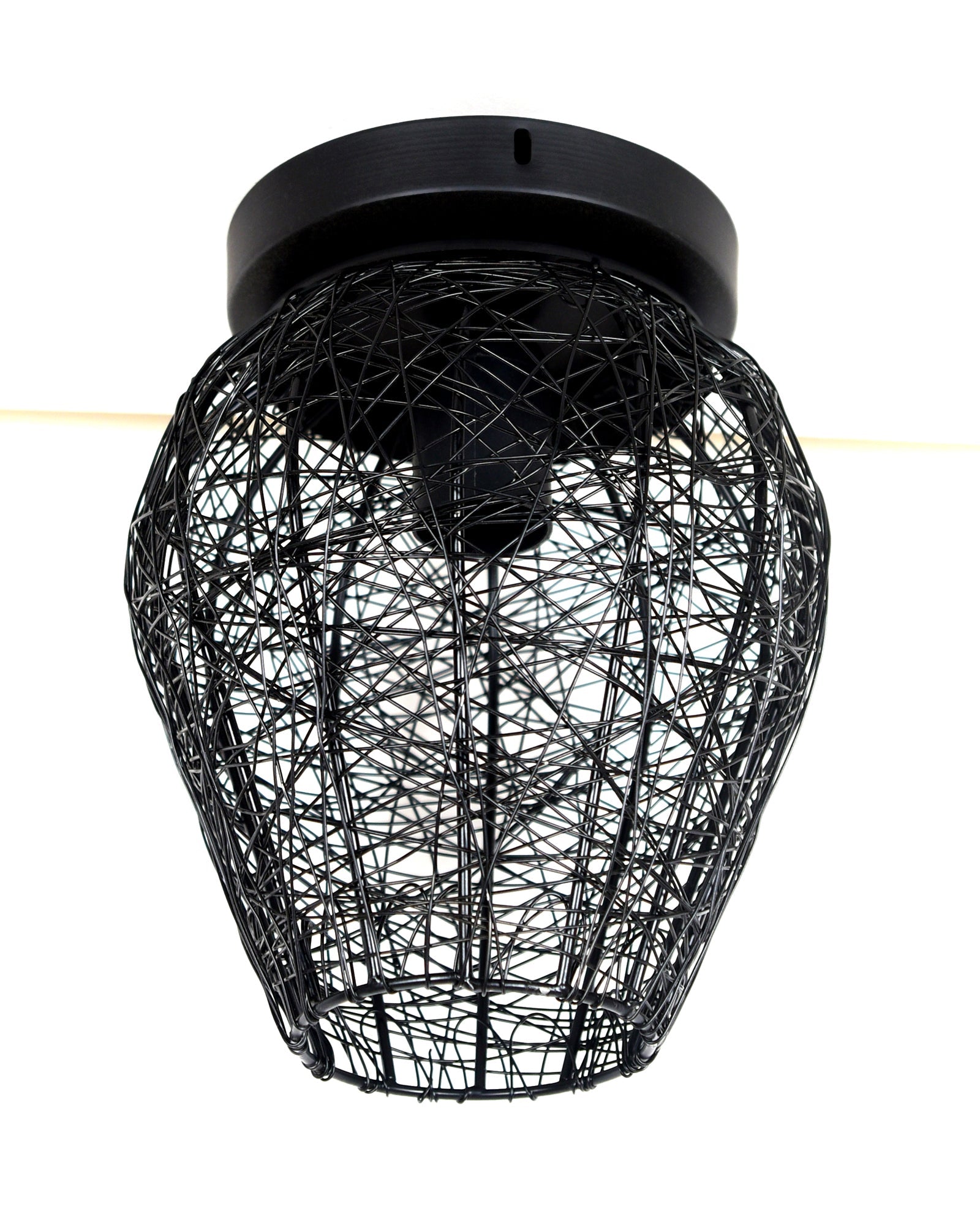 Modern Farmhouse Semi Flush Mount Ceiling Light Black Hallway Light Fixture Ceiling Hung, Antique Golden, Black Cone Shade