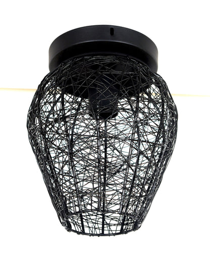 Modern Farmhouse Semi Flush Mount Ceiling Light Black Hallway Light Fixture Ceiling Hung, Antique Golden, Black Cone Shade