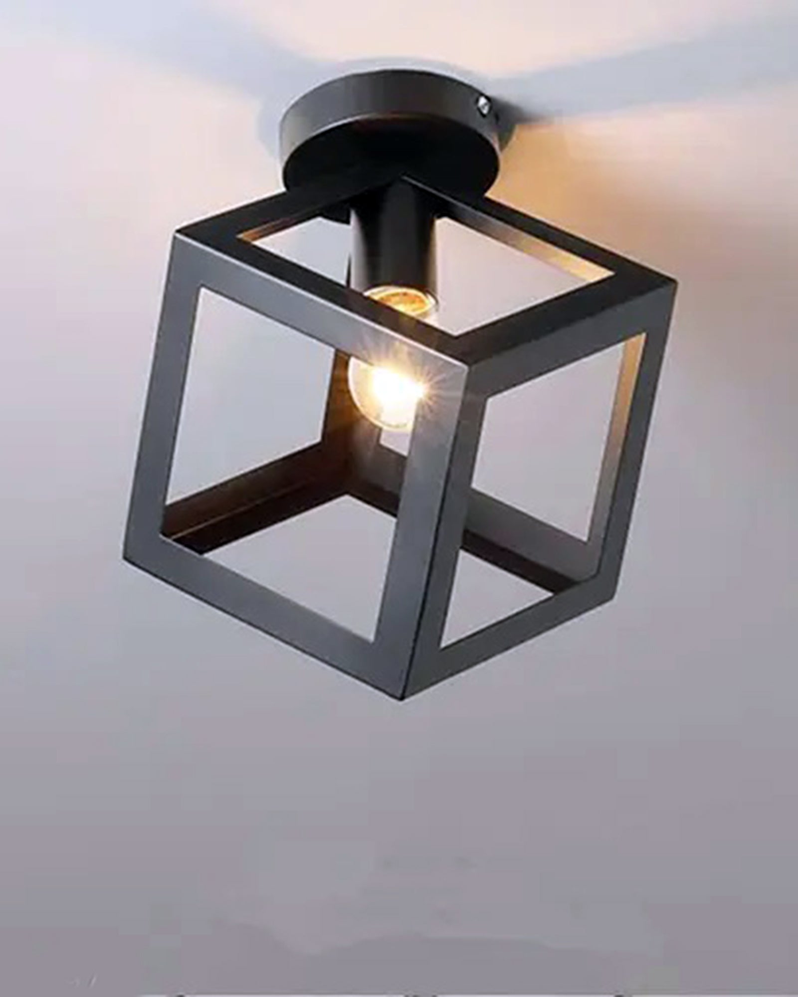 Modern Farmhouse Semi Flush Mount Ceiling Light Black Hallway Light Fixture Ceiling Hung, Antique Golden, Black Cone Shade