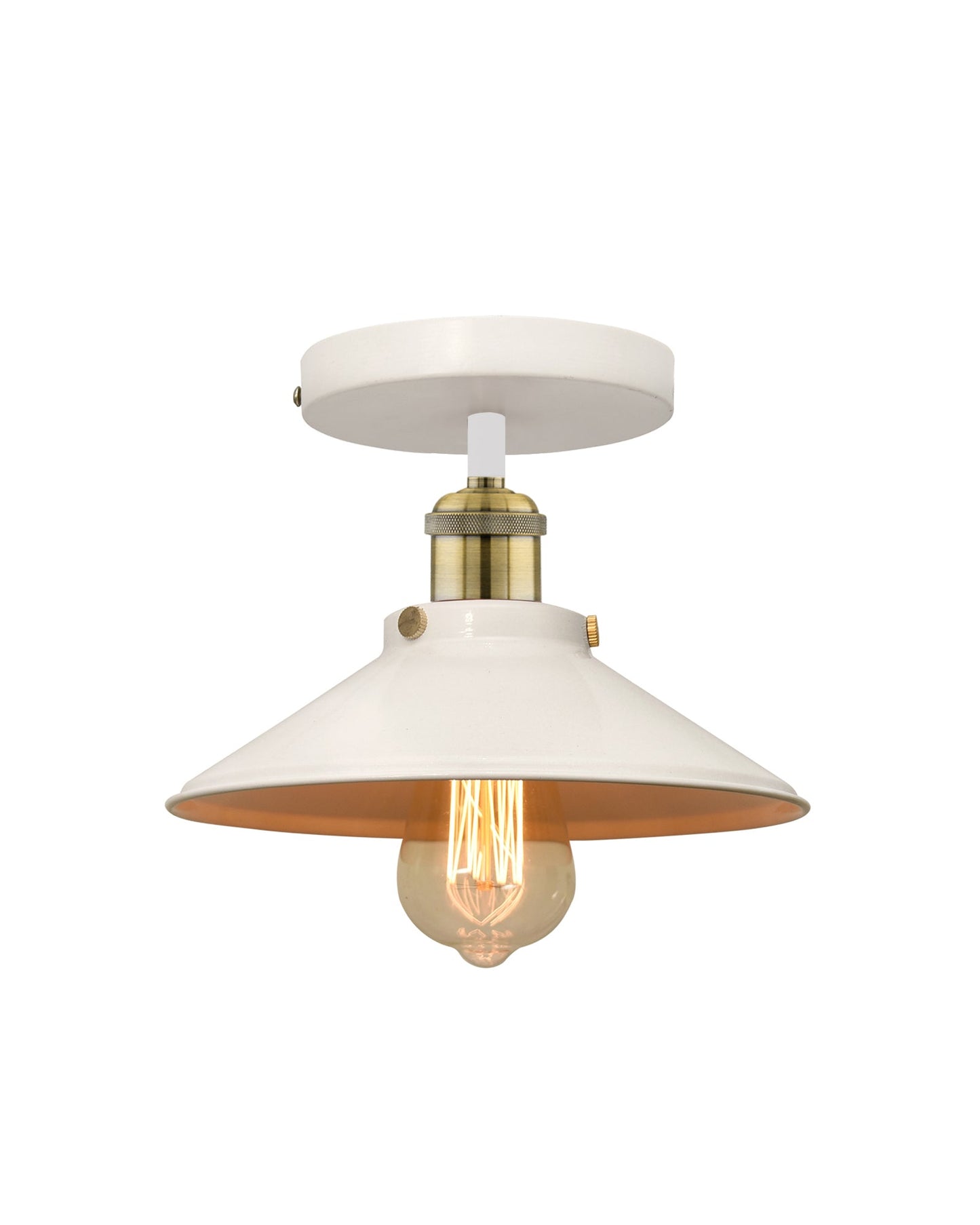 Modern Farmhouse Semi Flush Mount Ceiling Light Black Hallway Light Fixture Ceiling Hung, Antique Golden, Black Cone Shade