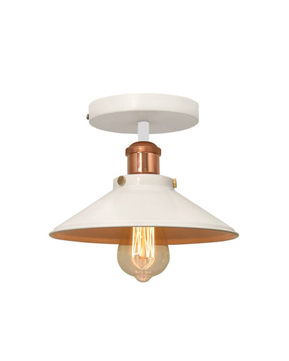 Modern Farmhouse Semi Flush Mount Ceiling Light Black Hallway Light Fixture Ceiling Hung, Antique Golden, Black Cone Shade