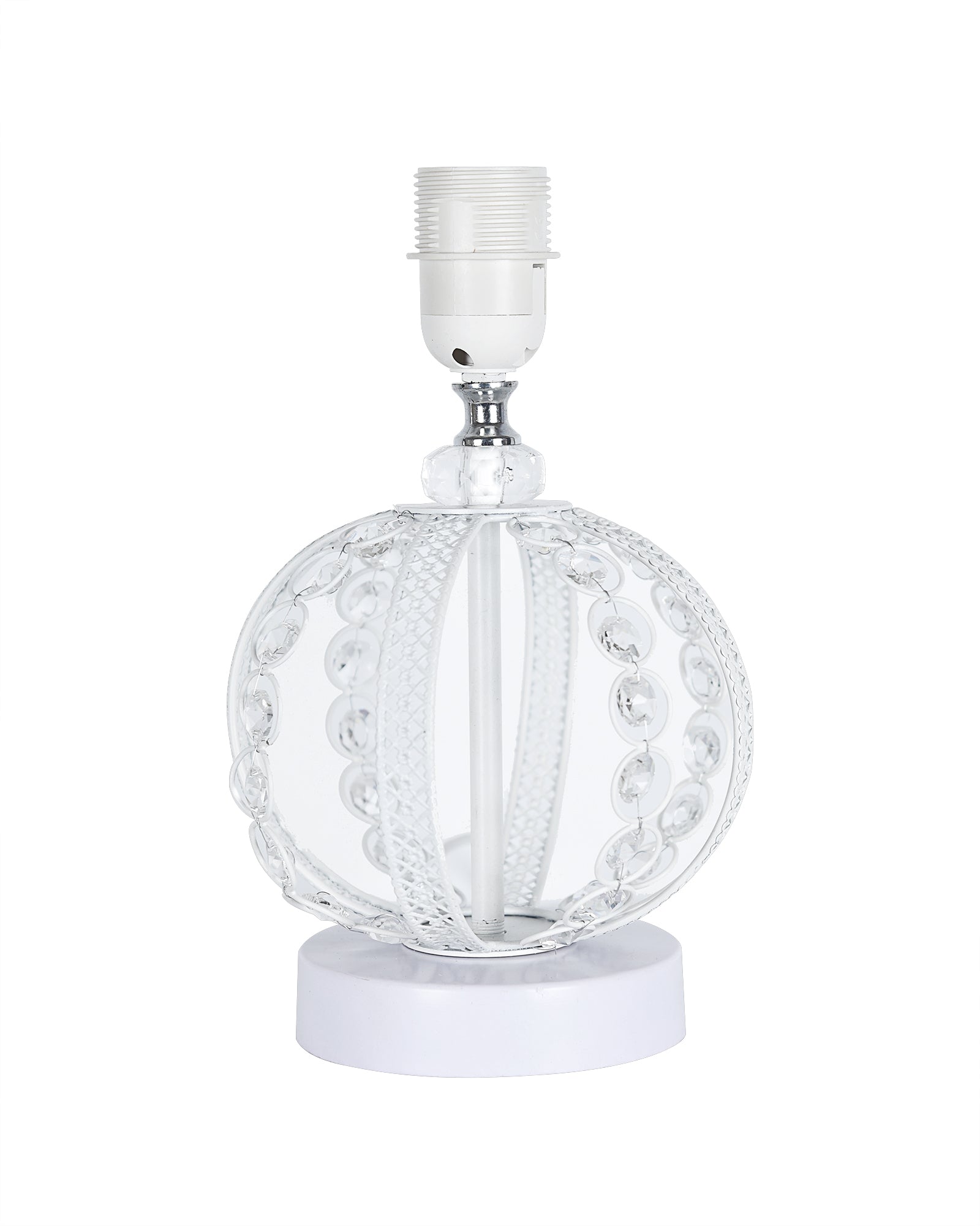 Modern Round Small Crystal Table Lamp,Contemporary Bedroom Bedside Nightstand Lamp,Desk Globe Lamp for Living Room Girls Kids Room, Sphere, Grey Pleated