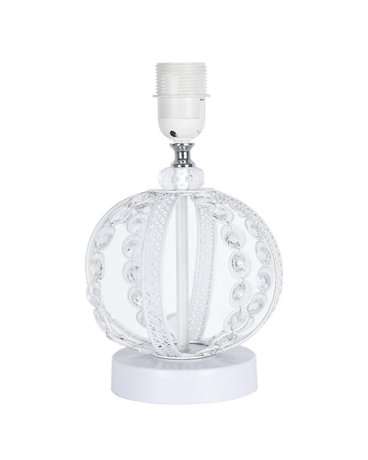 Modern Round Small Crystal Table Lamp,Contemporary Bedroom Bedside Nightstand Lamp,Desk Globe Lamp for Living Room Girls Kids Room, Sphere, Grey Pleated