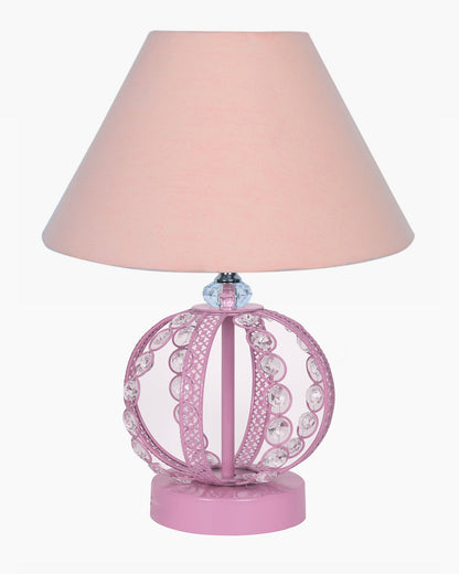 Modern Round Small Crystal Table Lamp,Contemporary Bedroom Bedside Nightstand Lamp,Desk Globe Lamp for Living Room Girls Kids Room, Sphere, White Pleated