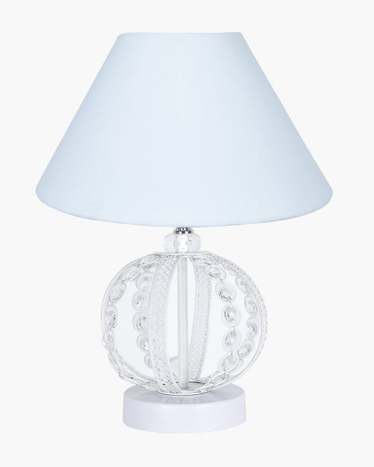 Modern Round Small Crystal Table Lamp,Contemporary Bedroom Bedside Nightstand Lamp,Desk Globe Lamp for Living Room Girls Kids Room, Sphere, White Pleated