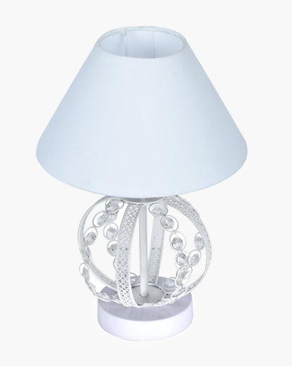 Modern Round Small Crystal Table Lamp,Contemporary Bedroom Bedside Nightstand Lamp,Desk Globe Lamp for Living Room Girls Kids Room, Sphere, White Pleated