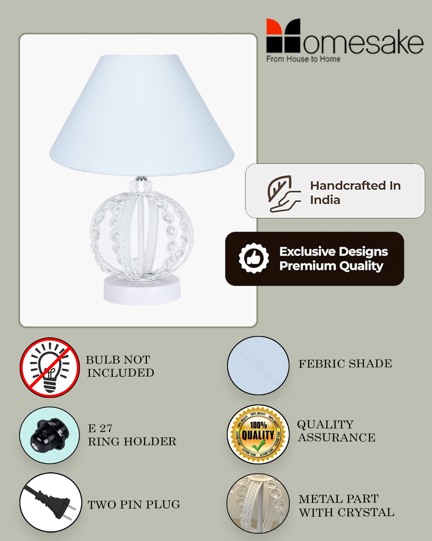 Modern Round Small Crystal Table Lamp,Contemporary Bedroom Bedside Nightstand Lamp,Desk Globe Lamp for Living Room Girls Kids Room, Sphere, White Pleated