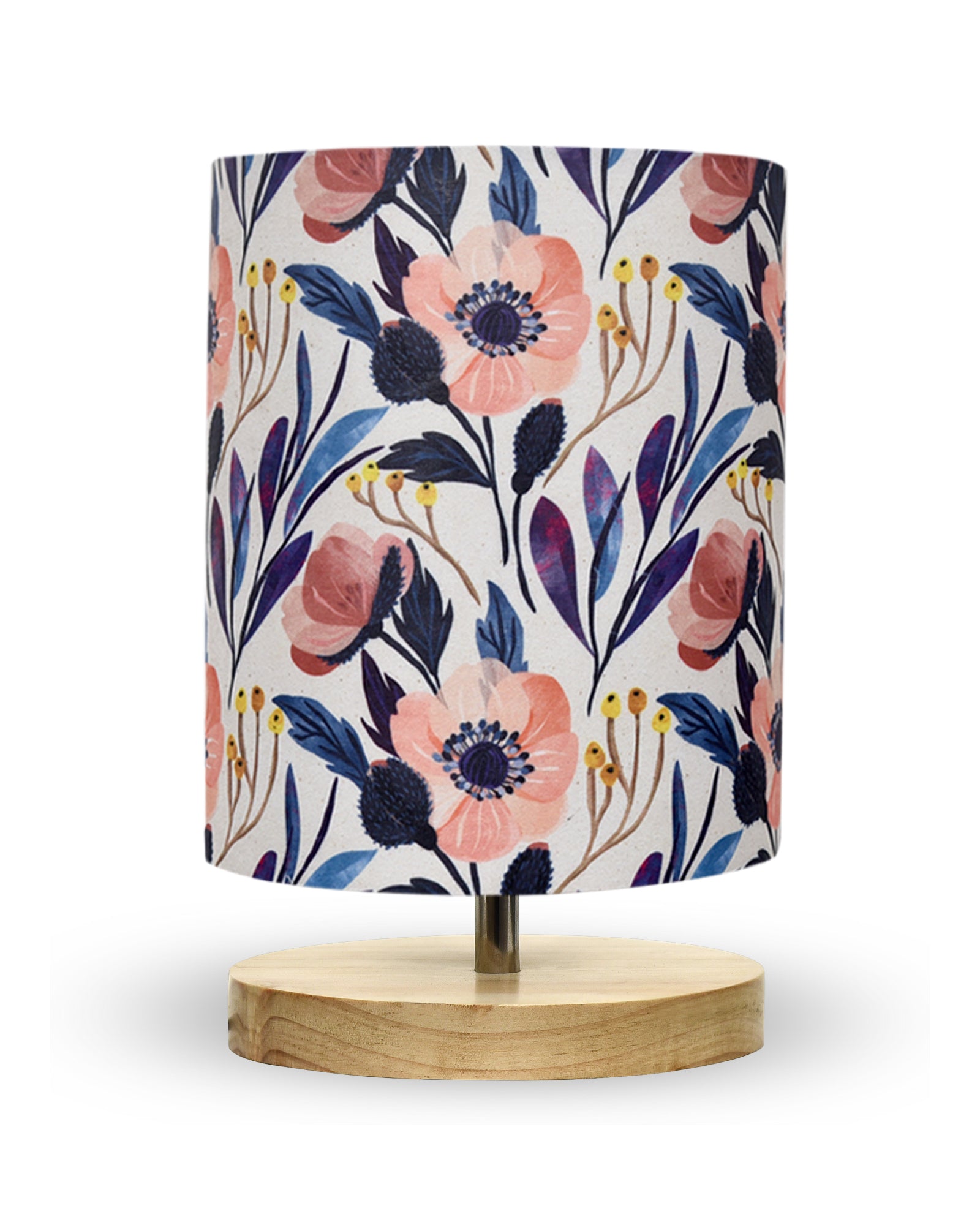 Pine Table Lamp-Wooden Bedside Lamp Simple Bedroom Light Linen Shade Mini Desk Lamp Nightstand Lamp for Bedroom,Living Room,Gift, Bird Cylinder