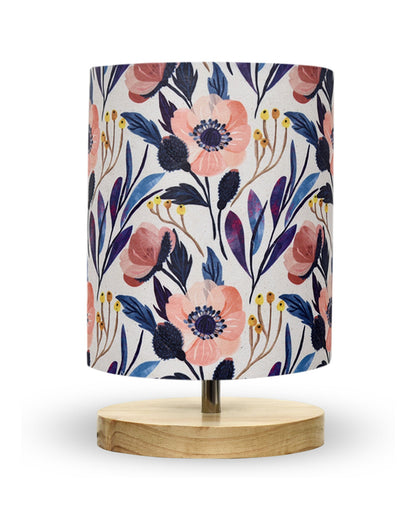 Pine Table Lamp-Wooden Bedside Lamp Simple Bedroom Light Linen Shade Mini Desk Lamp Nightstand Lamp for Bedroom,Living Room,Gift, Bird Cylinder