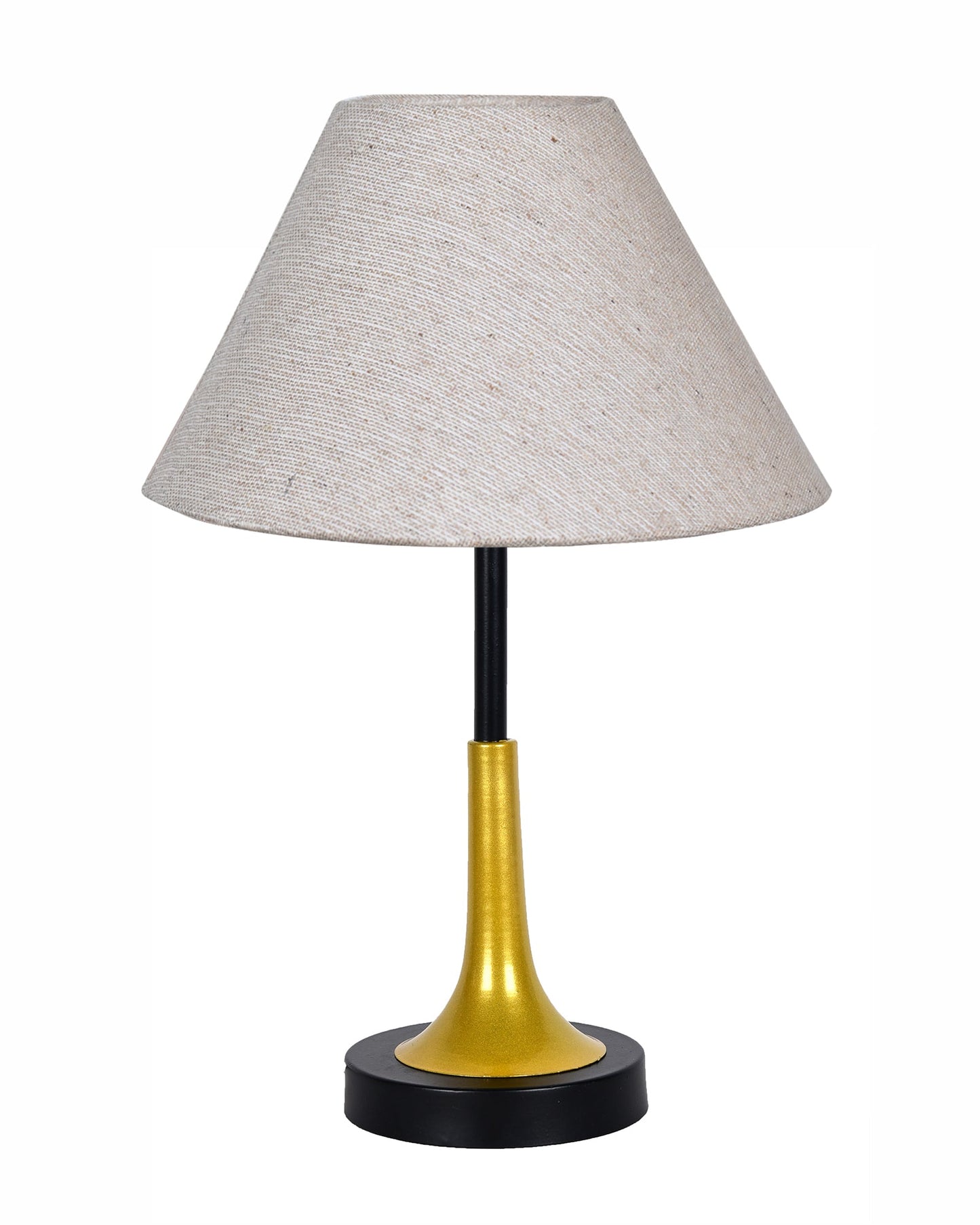 Rustic Farmhouse Metal Table Lamp Fabric Shade for Bedroom Living Room House Home Bedside Nightstand Office Family, Dual Color Trumpet Bell, Jute Cone