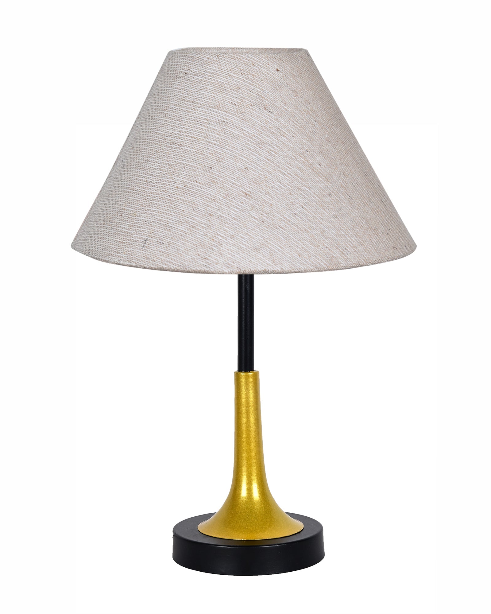 Rustic Farmhouse Metal Table Lamp Fabric Shade for Bedroom Living Room House Home Bedside Nightstand Office Family, Dual Color Trumpet Bell, Jute Cone