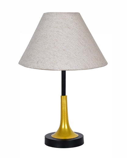 Rustic Farmhouse Metal Table Lamp Fabric Shade for Bedroom Living Room House Home Bedside Nightstand Office Family, Dual Color Trumpet Bell, Jute Cone