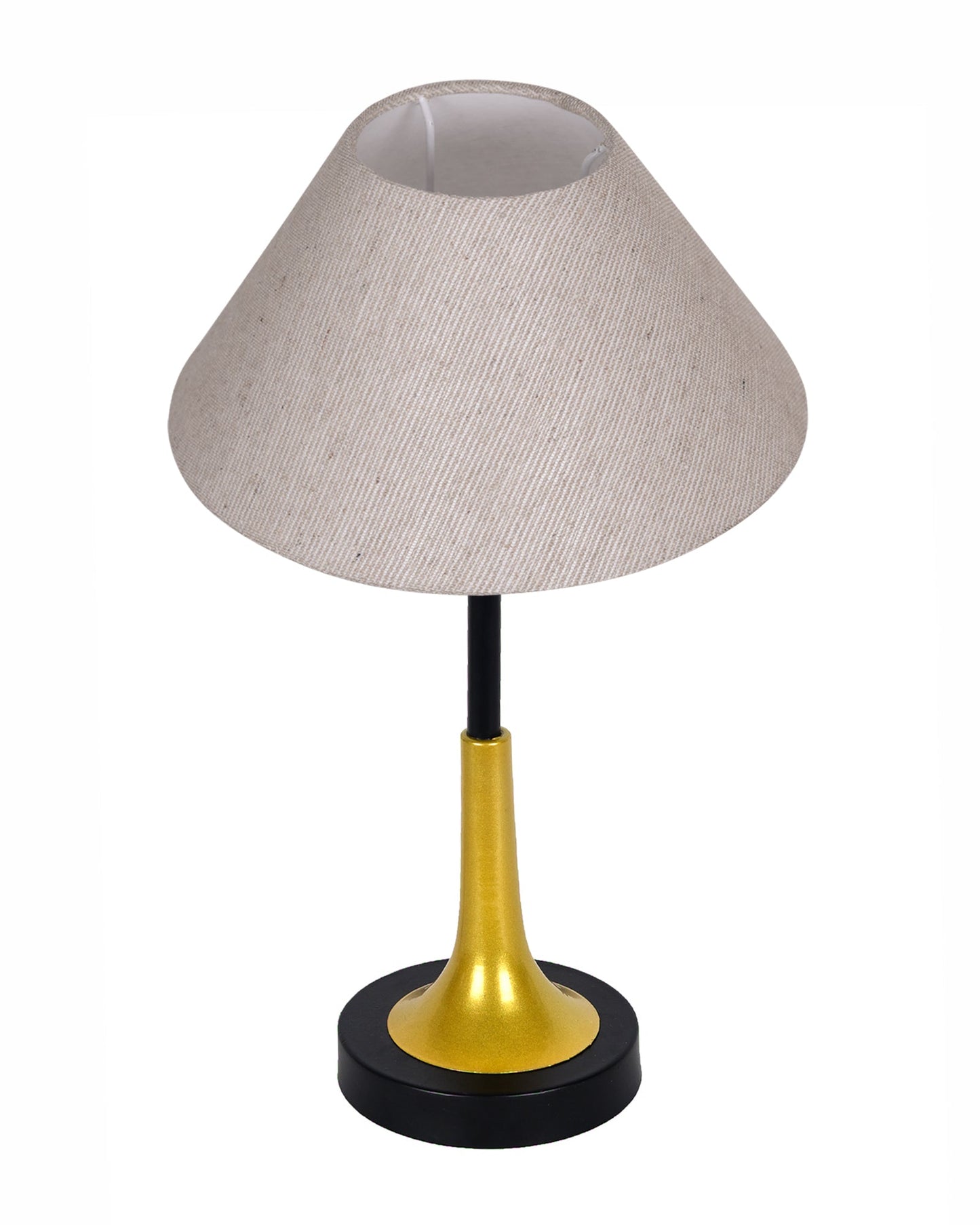 Rustic Farmhouse Metal Table Lamp Fabric Shade for Bedroom Living Room House Home Bedside Nightstand Office Family, Dual Color Trumpet Bell, Jute Cone