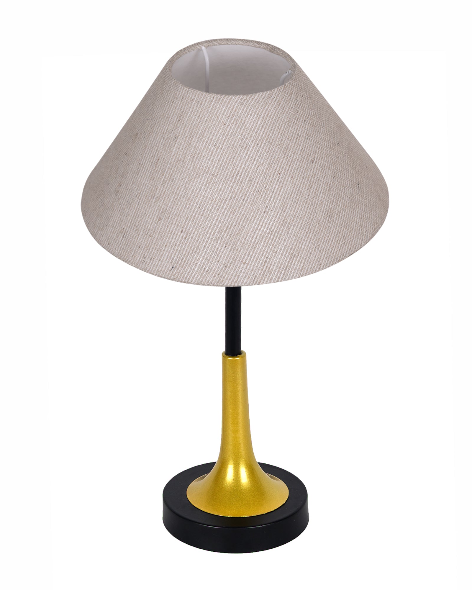Rustic Farmhouse Metal Table Lamp Fabric Shade for Bedroom Living Room House Home Bedside Nightstand Office Family, Dual Color Trumpet Bell, Jute Cone