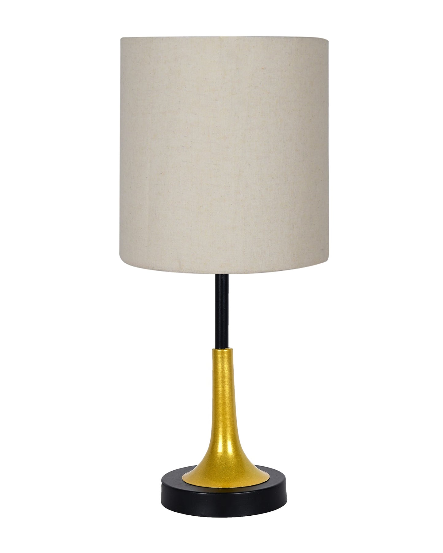Rustic Farmhouse Metal Table Lamp Fabric Shade for Bedroom Living Room House Home Bedside Nightstand Office Family, Dual Color Trumpet Bell, Jute Cone