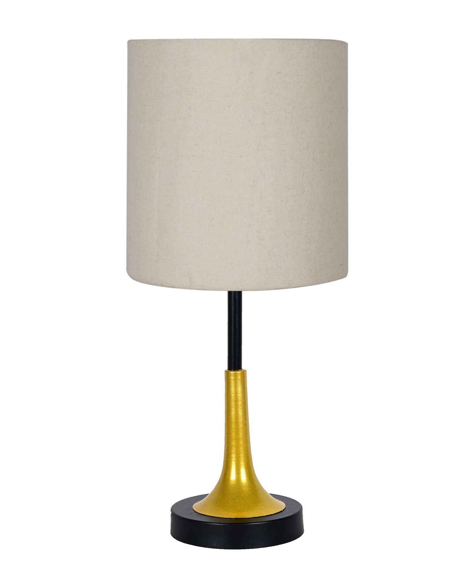 Rustic Farmhouse Metal Table Lamp Fabric Shade for Bedroom Living Room House Home Bedside Nightstand Office Family, Dual Color Trumpet Bell, Jute Cone