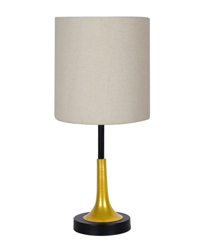 Rustic Farmhouse Metal Table Lamp Fabric Shade for Bedroom Living Room House Home Bedside Nightstand Office Family, Dual Color Trumpet Bell, Jute Cone