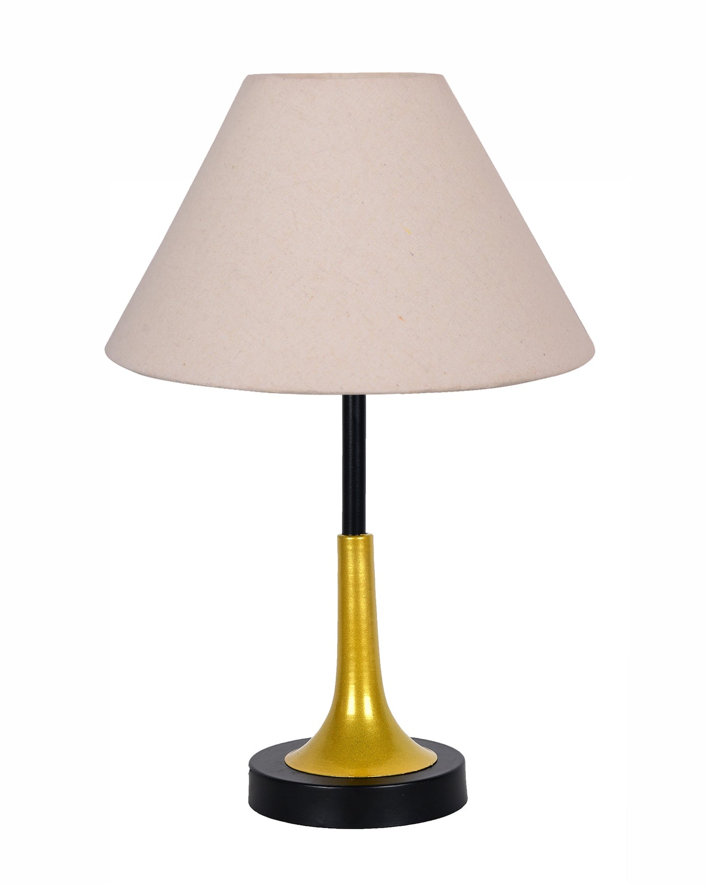 Rustic Farmhouse Metal Table Lamp Fabric Shade for Bedroom Living Room House Home Bedside Nightstand Office Family, Dual Color Trumpet Bell, Jute Cone